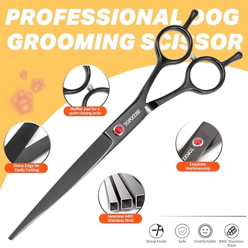 Dog Grooming Scissors Kit, Professional 6 in 1 Pet Scissors Sharp Shears Set - Image 4