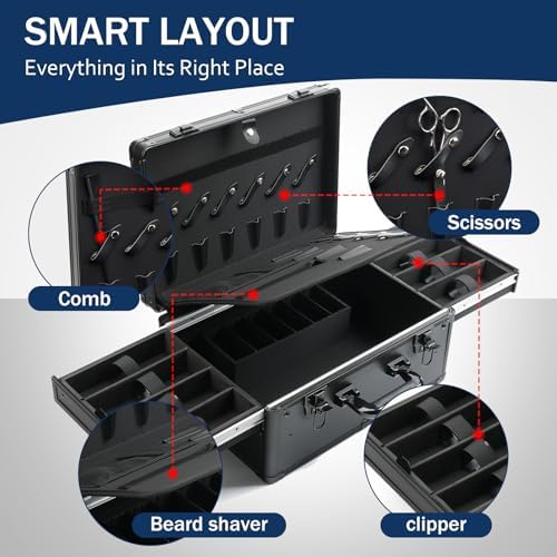 MoyRetty Professional Barber Case Aluminum Organizer, 16.5"*12.4"*7" - Image 2