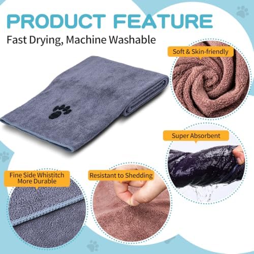 Microfiber Dog Towels 6 Pack, Perfect Shower & Bath Supplies - Image 3