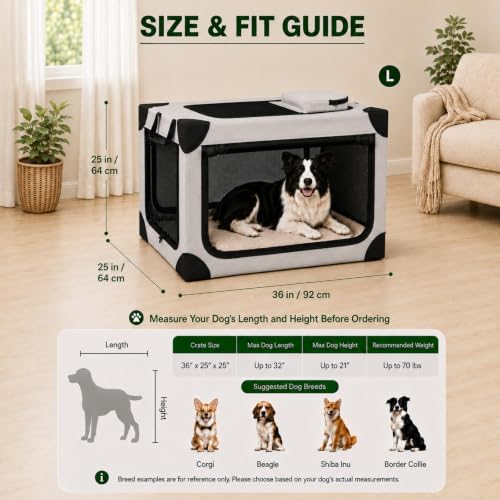 36 Inch Collapsible Soft Dog Crate, Travel Kennel - Image 2