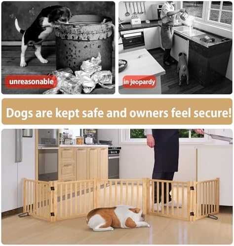 Wooden Freestanding Dog Gate Indoor- 16.9" H 5 Panels - Image 5