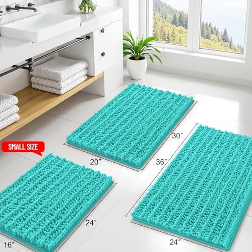 Smiry Bathroom Rugs 30X20, Extra Soft Rubber Backing Chenille Bath Mats - Image 2