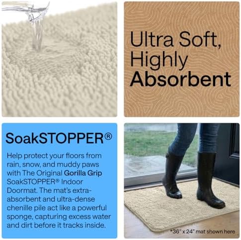 GORILLA GRIP SoakSTOPPER Dog Door Mat, Machine Wash and Dry, 36x24 Cream - Image 4