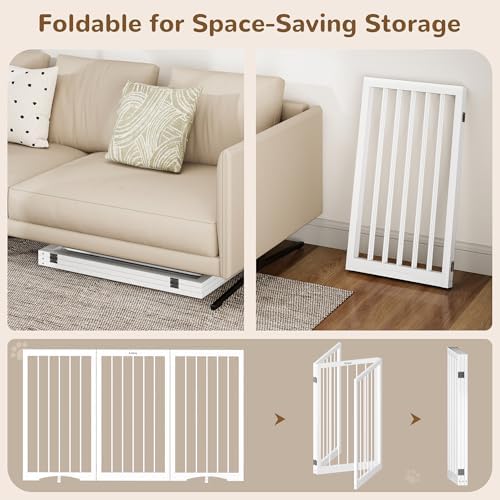 32" Extra Tall Free Standing Dog Gate Indoor, Foldable Pet Gate - Image 6