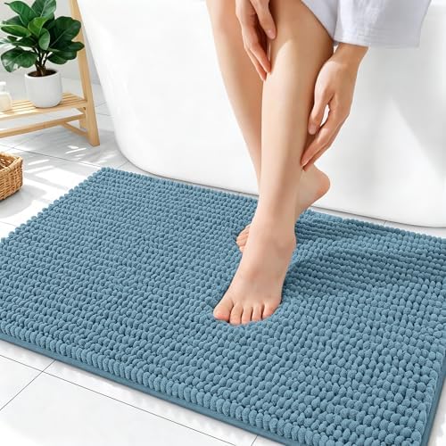OLANLY Thick Chenille Absorbent Bathroom Rugs Mat 36x24, Airy Blue by OLANLY
