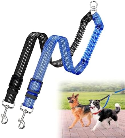 Double Dog Leash for Two Dogs, Professional No Tangle 360° Swivel Coupler by Caldzur