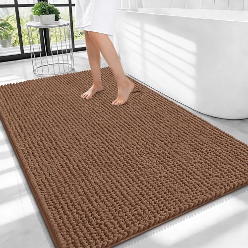 OLANLY Thick Chenille Large Bathroom Rugs 40x32, Absorbent Bath Mat by OLANLY