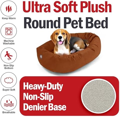 Majestic Pet 32 Inch Suede Calming Dog Bed Washable – Cozy Soft Round Dog Bed - Image 6