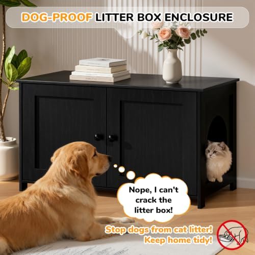 Extra Large Cat Litter Box Enclosure Furniture Dog Proof, Hidden Kitty Washroom - Image 4