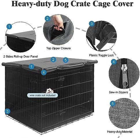 Deblue Grey 36 inches Dog Crate Cover, Heavy Duty Polyester Pet Kennel Covers - Image 3