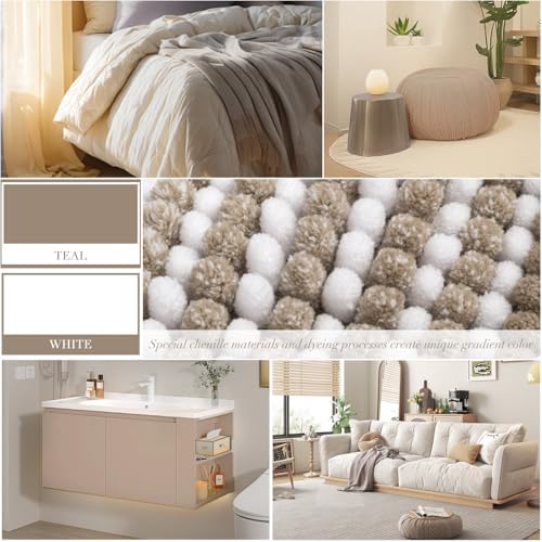 BBSICPRO Bathroom Rugs Sets 2 Piece, Non Slip Boho Bath Mats, Light Taupe - Image 2