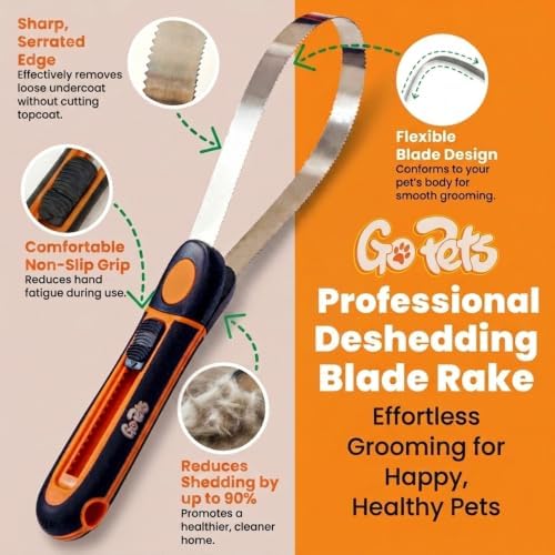 GoPets Deshedding Blade Rake, Adjustable Dog & Cat Dematting Grooming Tool - Image 4