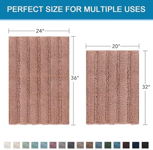 H.VERSAILTEX 2 Piece Set Bathroom Rugs Bath Mats Sets Super Absorbent Chenille - Image 2
