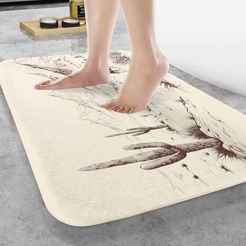 Cowboys Bath Rugs Wild West Desert Lanscape Silhouette Bathroom Mat Soft Plush - Image 2