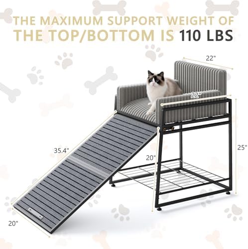 Dog Window Perch with Stairs and Storage, Pet Stairs Ramp with Seat - Image 6