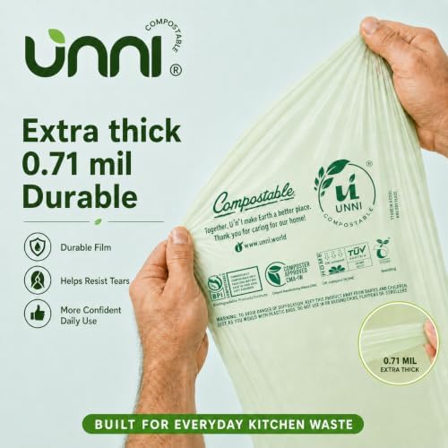 UNNI 2.6 Gallon Compostable Bags, 10 Liter, Extra Thick 0.71 Mil - Image 4