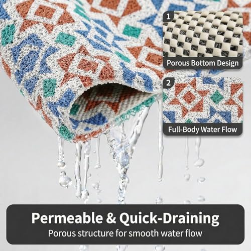 Square Shower Mat Non Slip, 24 x 24 Inch PVC Loofah Shower Floor Mats - Image 4