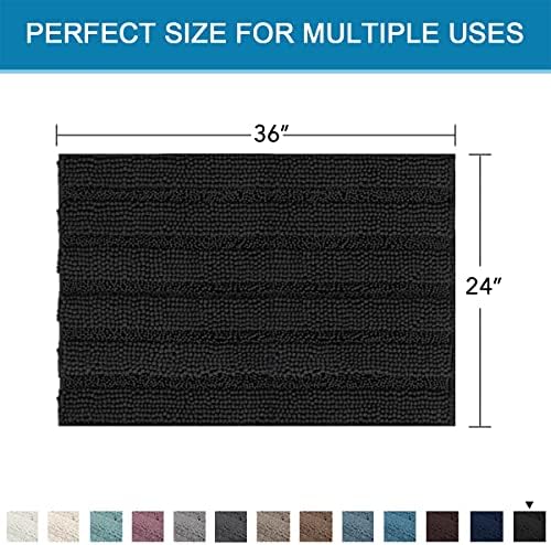 H.VERSAILTEX Bath Mats for Bathroom Non Slip Extra Thick Chenille Striped Bath - Image 2