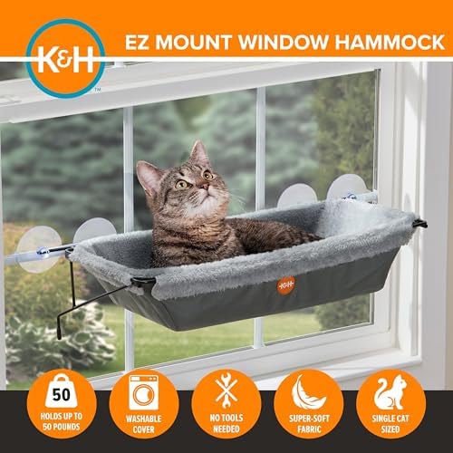 K&H Cat Window Perch, EZ Mount Cat Window Hammock, Holds 50 lbs - Image 3