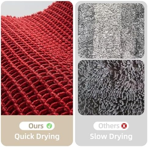 TYUU Waffle Runner Rug Bathroom, Long Boho Bath Mat, 60x24 Burgundy - Image 6