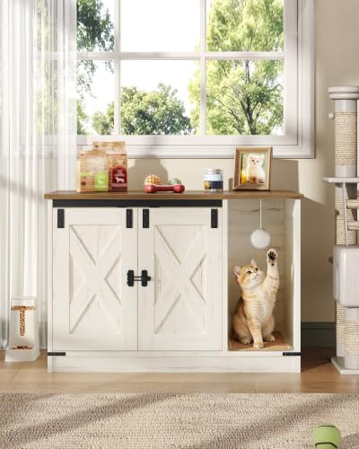 Hzuaneri Cat Litter Box Enclosure, Hidden Litter Box Cabinet Furniture - Image 3