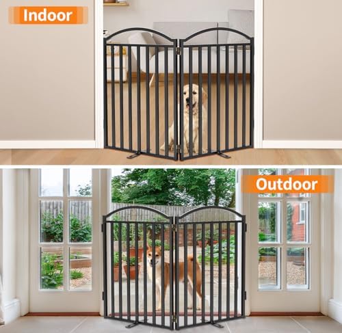 Malier Metal Freestanding Dog Gates, Outdoor Indoor Dog Fences, Extra Wide - Image 6