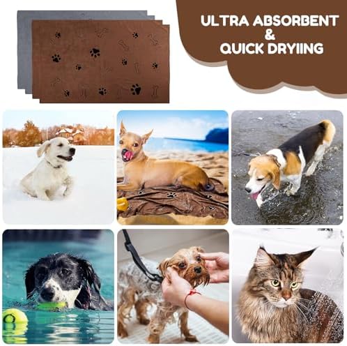 Chumia 4 Pcs Dog Towels for Drying Dog Puppy Bulk Microfiber Absorbent Paw - Image 6