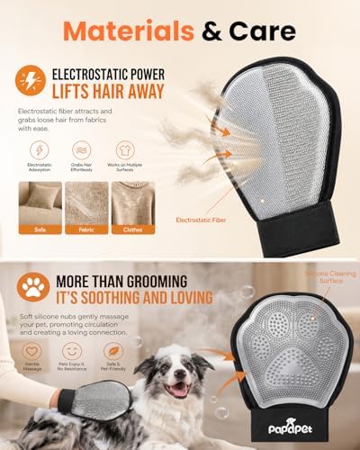 Pet Hair Removal Glove for Dogs & Cats, 2-in-1 Double-Sided Pet Grooming Tool - Image 4