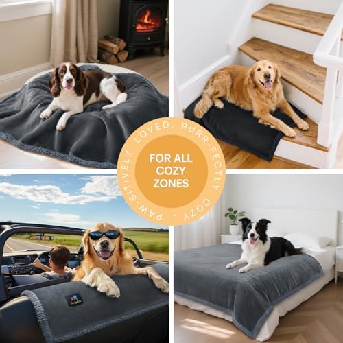 Luciphia Waterproof Bed Blanket Washable, Soft Sherpa Fleece Puppy Reversible - Image 5