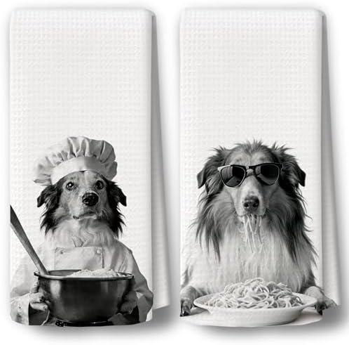 Dog Kitchen Towels Decor Set of 2 by BCUANGD