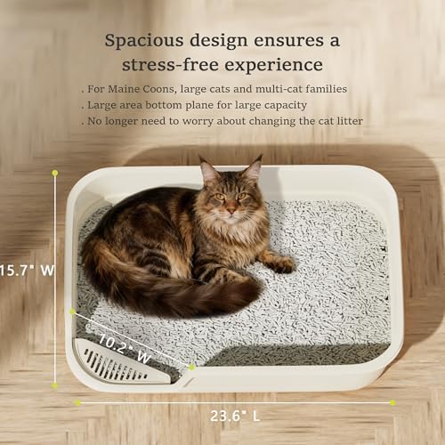 Vealind Extra Large Cat Litter Box High Sided and Low Entry Litter Tray - Image 3