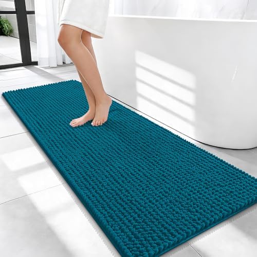 OLANLY Thick Chenille Bathroom Runner Rugs Mats 47x20, Peacock Blue by OLANLY