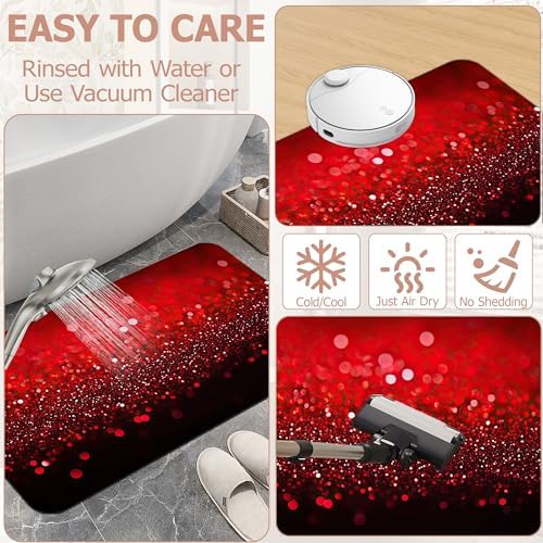 Diatomaceous Earth Bath Mat, Glitter Non-Slip Thin Absorbent Fast Drying Easy - Image 6