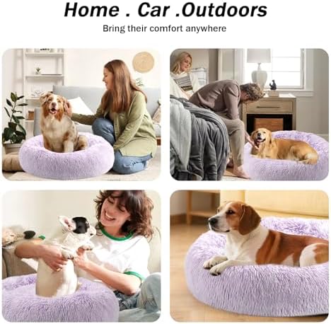 NOYAL Donut Dog Bed for Small Medium Pets, Plush Calming Faux Fur - Image 6