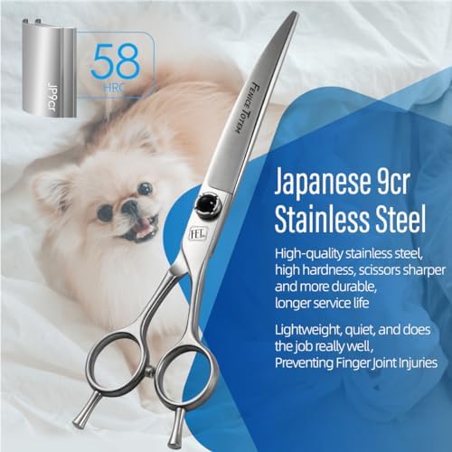 Dog Grooming Scissors: 7.5 inch Pet Curved Shears Made Of Japanese 9CR Advanced - Image 3