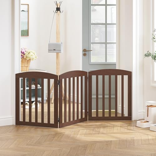 SPIRICH Wooden Freestanding Foldable Dog Gate, Stylish Modern - Image 3