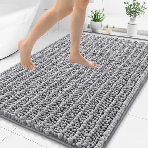Smiry Bathroom Rugs 59X35, Extra Soft Rubber Backing Chenille Bath Mats by Smiry
