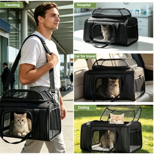 Pet Cat Dog Carrier, Puppy Crate Cage Bag, Large Expandable Travel Backpack - Image 6