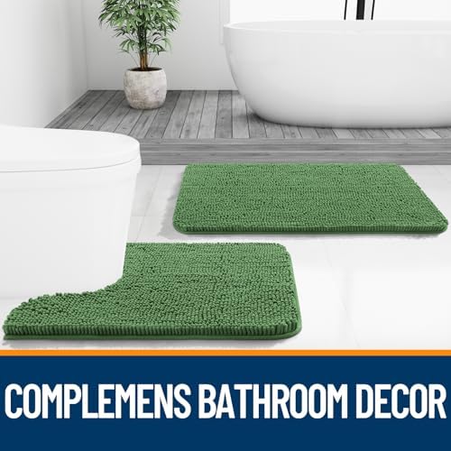 OLANLY Toilet Rugs U-Shaped 24x24, Soft Absorbent Chenille Contour Rugs - Image 7