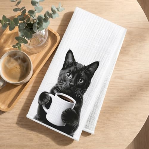 4 Pcs Funny Cat Kitchen Towels 24x14 Inch, Funny Reusable Dish Towels - Image 3