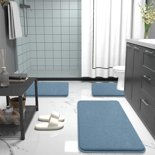 OLANLY Memory Foam Large Bathroom Rugs 59x35, Absorbent Bath Mat, Airy Blue - Image 7