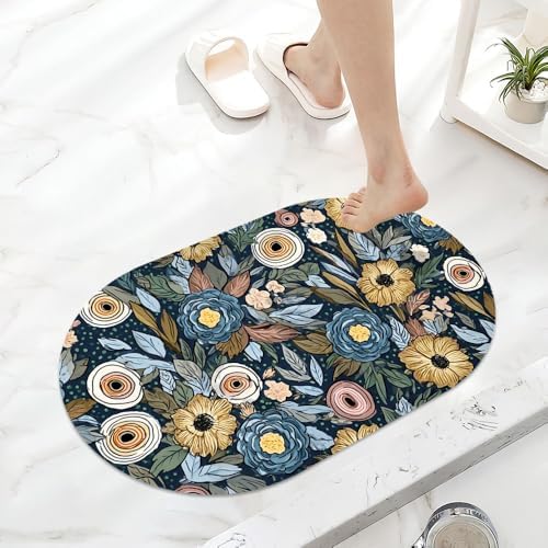 Simpler White Peach Flowers Super Absorbent Quick-Drying Bathroom Mat Rug - Image 6
