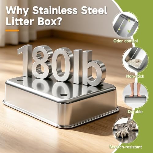 Stainless Steel Cat Litter Box, Large Odor-Free High-Sides - Image 6