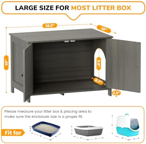 Cat Litter Box Enclosure Furniture Dog Proof, Hidden Kitty Washroom Cabinet Low - Image 4