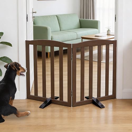 Freestanding Dog Gate Indoor, Doggie Gate Foldable Pet Gates by SFJC