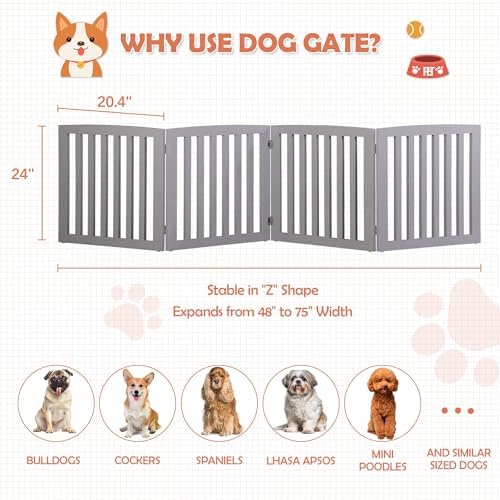 Dog Gate Pet Gate for House, Doorways 82x24 Inch 4 Panels Foldable Dog Fence - Image 3