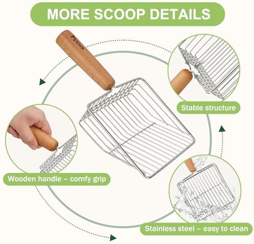 XBX Cat Litter Scoop with Holder, Sturdy Stainless Steel Litter Scooper - Image 5