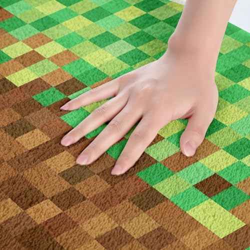 Pixelated Bath Rug, Video Games Gamepad Miners Shaggy Absorbent Non Slip Floor - Image 3