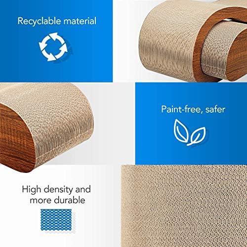 FluffyDream 2 in 1 Cat Scratcher Cardboard Lounge Bed, Cat Scratching Post - Image 5