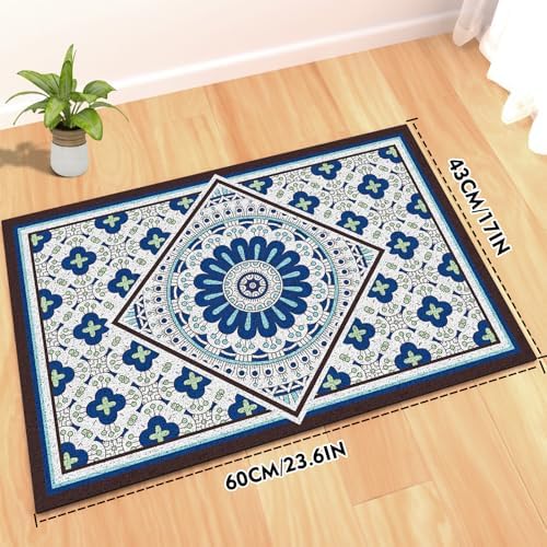 Bohemian Kitty Litter Mat 24"x17", Non-Slip Litter Box Mat, Washable Cat Litter - Image 2